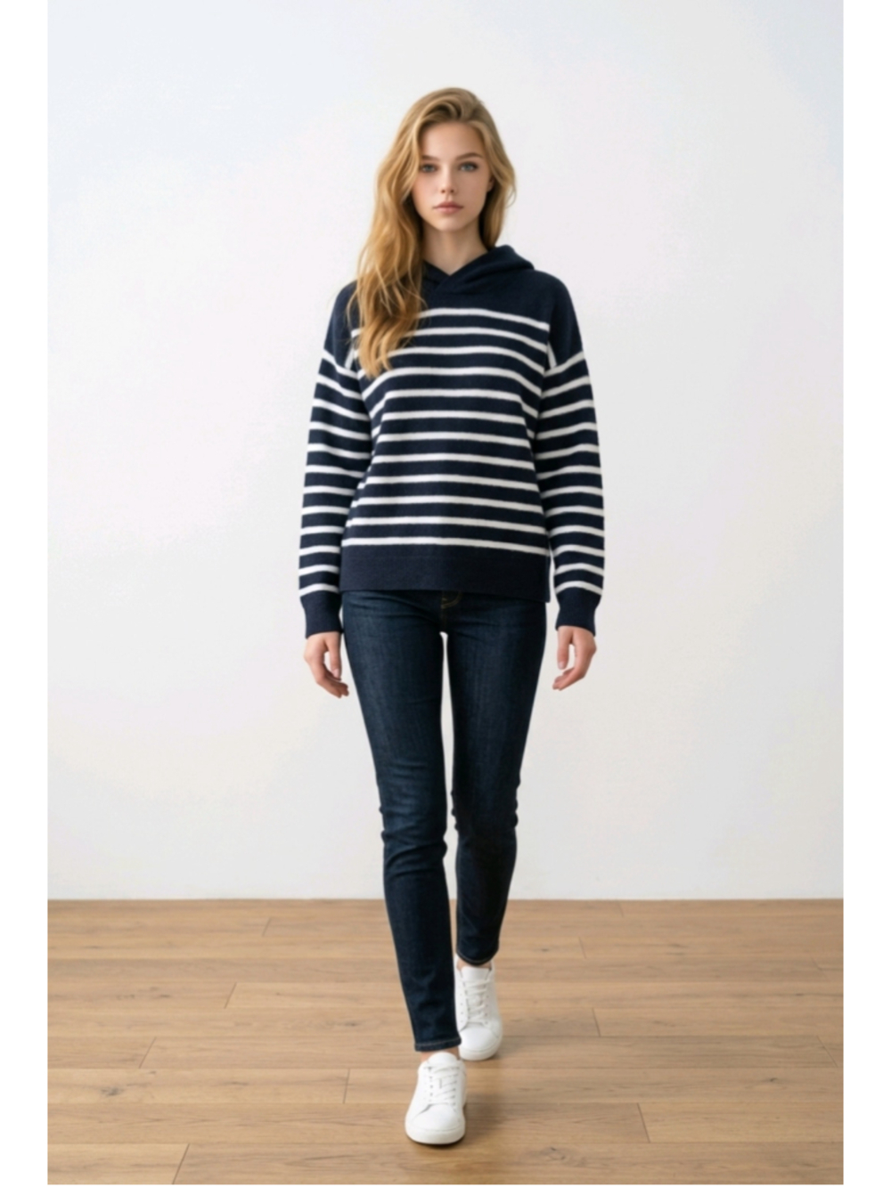 VINCE Striped Black and White Cashmere Hoodie Sweater Size XS - Picture 3 of 10